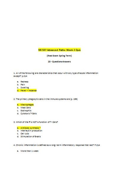 NR 507 Week 2 Quiz (Actual Exam Questions-Answers)